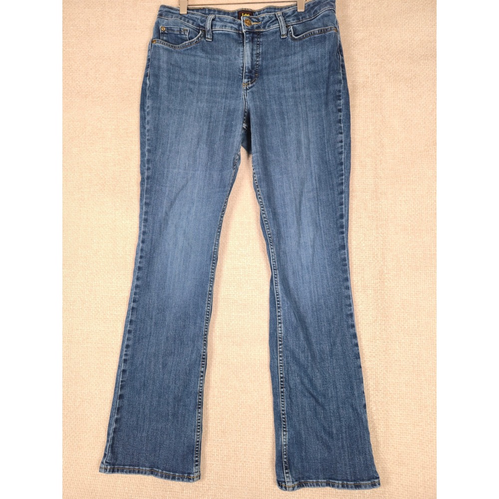 Lee Jeans Women's Size 14L Medium Wash Bootcut Denim Pants Waist 32 Inseam 31
